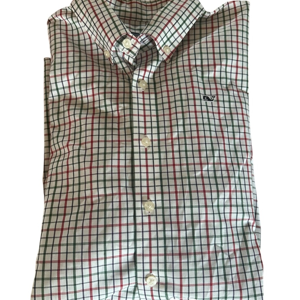 Boy’s Vineyard Vines Button Down Shirt - Green, Red, Blue and White Size XL